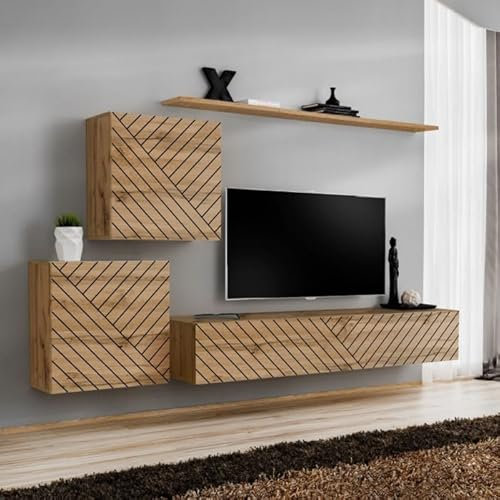 Paris Prix Ensemble Meuble TV Switch Lamel V 250cm Naturel