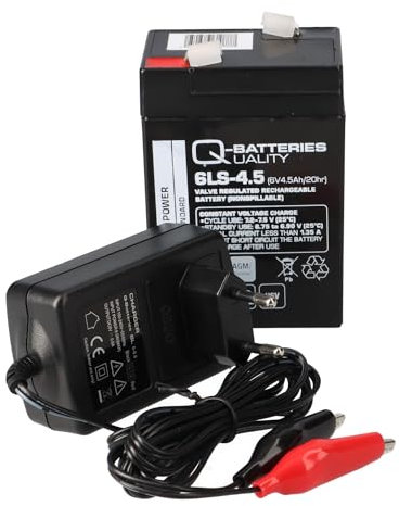 Set - Bleiakku und Ladegerät - 6V 4,5Ah Q-Batteries Akku 0,6A Lader