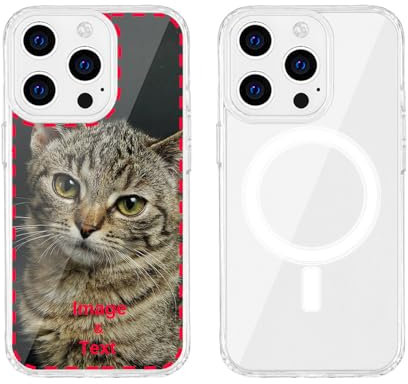 MXCUSTOM Personalised Phone Case for Apple iPhone 14 Pro, Customised Photo Image Text Picture Design Shockproof Make Your Own Custom Cover [Soft Cushion Bumper+Hard PC Back] (HMC-CR-P1)