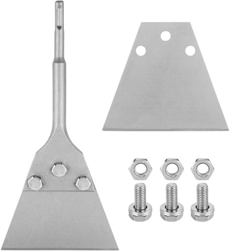 SDS Plus Floor Scraper Kit, 5 Inch x 11 Inch Tile Removal Tool with Spare Blades for Rotary Hammer Drill, Thinset Vinyl Scraper Adhesives Remover
