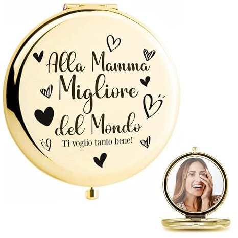 Idée cadeau fête des mères originale – Miroir portable pliable pour maquillage de voyage maman meilleure du monde avec dédicace que je vous veux si bien – Idées cadeaux gadget utiles pour maman