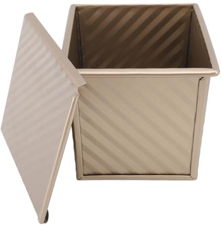 CDQL Teglia per Pane Ondulata Dorata con Coperchio - Scatola per Toast Ondulata in Acciaio Al Carbonio Antiaderente - Stampo per Torta per Toast - per Cuocere il Pane