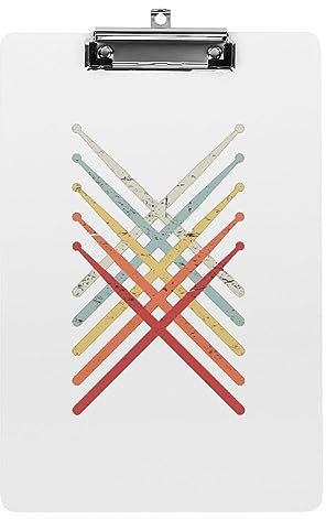 Baguettes de batterie rétro en acrylique avec clip en métal robuste - Format A4 - Clip à suspendre pour bureau et maison