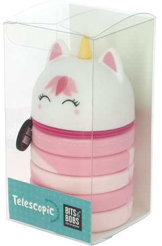 Grafoplas Pop It Silikon-Etui Einhorn Bubbles, Rosa, 19,5x6,5cm, Teleskop-Einhorn