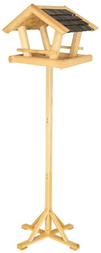 ITA Casetta per Uccelli 36x25x26 cm in Legno con supporto - Mangime per Uccelli Selvatici - Resistente alle Intemperie, Stabile, Robusta