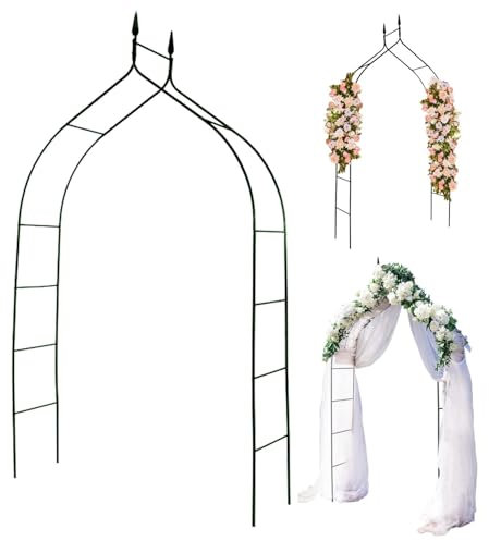 Rosenbogen Metall, wetterfest, romantischer Rankenbogen, Deko-Spitzen, 255 x 140 x 38 cm Gartenbogen für Kletterpflanzen, Hochzeit Bogen Für Hinterhof,Rasen,Patio,innenhof(Green)