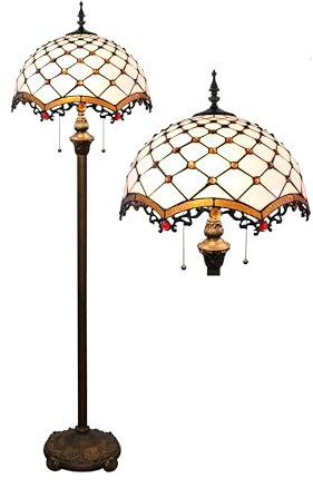 Bidesen Tiffany Stehlampe Gelb Liaison Buntglas Stehende Leselampe 16 Zoll Antike Ecke Lampe Dekor Schlafzimmer Wohnzimmer Home Office (A8)