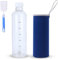 Bouteille d'eau en verre 500 ml - Bouteille motivante et sportive pour adultes (bleu)