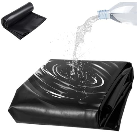 1 x 1 m HDPE-Gummi-Teichfolie, wiederverwendbare und wasserdichte Dichtung, schwarze flüssige Teichfolie für Gartenteich, Wasserfall, verstärkte und verschönerte Umgebung.