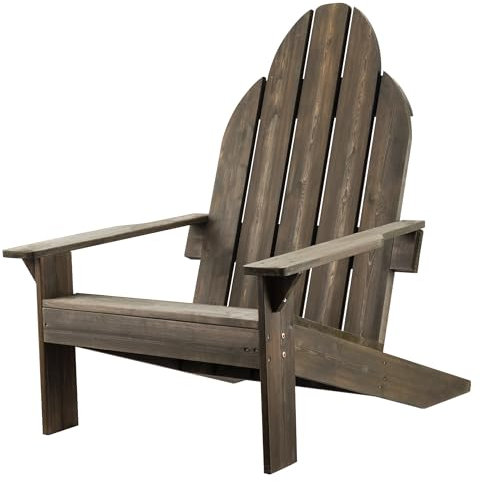 Wiltec Massivholz Adirondack Gartenstuhl 89 x 72 x 92,5 cm, Gartenstuhl aus Holz bis 160 kg, ergonomischer Gartensessel aus Kiefer, Gartenmöbel zeitlos massiv