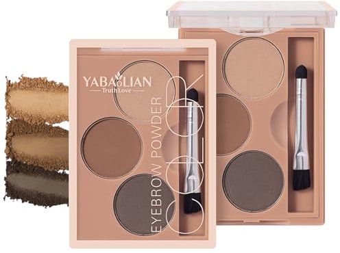 Braun Augenbrauenpuder, 3 Farben Eyebrow Powder mit Bürste, Wasserfest & Schweißfest Augenbrauenfarbe Palette, Lang Anhaltend Multipurpose Augenbrauen Farbe für Natürlich Aussehende, Feines Pulver