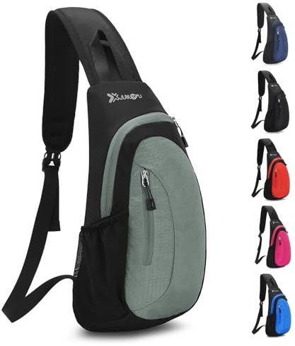 Sciphylia Brusttasche Sling Bag Herren Schultertasche Einzelgurt Rucksäcke Schulterrucksack Anti-Diebstahl Crossbody Bag für Männer Frauen Wandern Reisen Radfahren Klettern Hellgrau