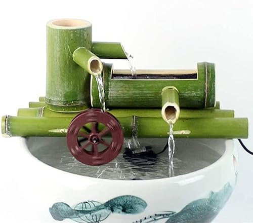 MRKU Bambus-Brunnen-Dekor, Bambus-Umlaufwasser-Durchflussgerät, Wasserspiel-System, japanische Garten-Skulpturen, mit Pumpe, 50 cm
