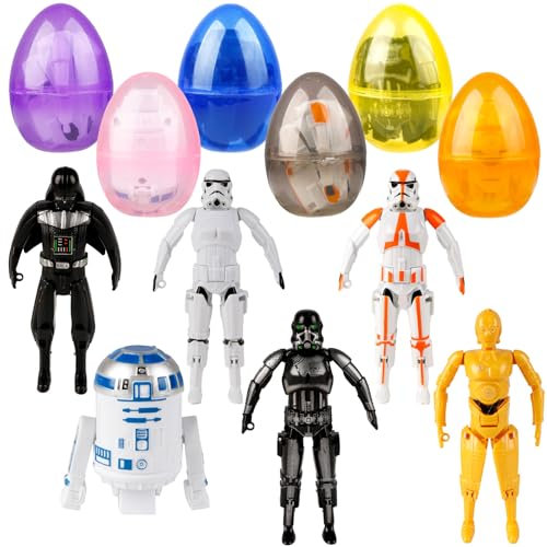 Dekewe 6 Stück Gefüllte Ostereier mit 6 Spielzeug, Ostergeschenke Kinder, Ostereier Zum Befüllen mit Deformation Spielzeug, Eier für Ostern Partyzubehör, Osterkorb Füllstoffe, Kinderspielzeug
