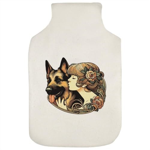 'Girl with German Shepherd Dog' Hot Water Bottle Cover (HW00038610)