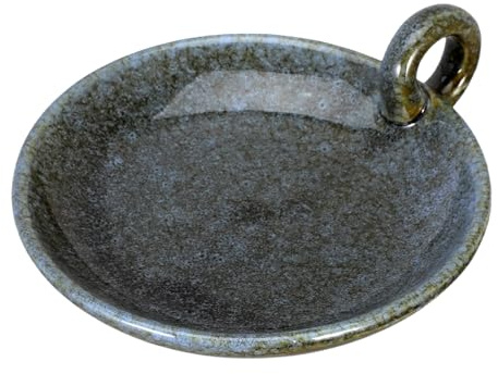 HYTROVE Kerzenhalterplatte Mit Griff Kerzenablage Im Vintage-Stil Keramik-Kerzenhalter Rund Dekoratives Tablett Für Stabkerzen Esstisch Spa-Deko Hochzeit Feiertagsparty