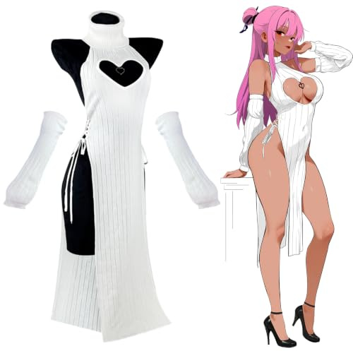KORURACLUB Vestido sexy Cheongsam de Halloween, traje premium de suéter para cosplay, lencería, vestido largo con abertura alta