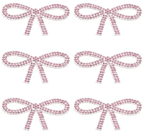 PATIKIL 6 Stück Bow Rhinestone Stickers Glitzer-Aufkleber Hellrosa | Selbstklebende Schleifenform, für Wasserflaschen-Charme Tassen-Dekorationen