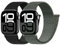 PIOWNN 2 Nylon Cinturini Compatibile con Cinturino Apple Watch 40mm 38mm 41 mm 42 mm, Sport Loop Bracciale in Tessuto Uomo Donna per iWatch Series 10 9 8 7 6 5 4 3 2 1 SE, Nero/Grigio Verde