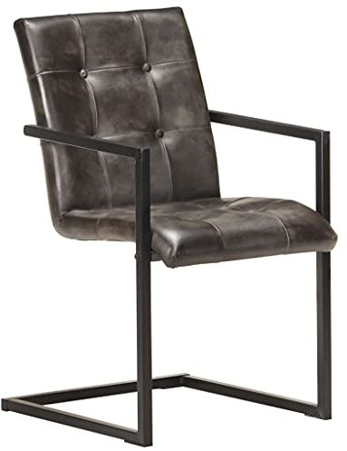 Generisch Kangmusi Freischwinger 2 STK. Grau Echtleder, Grau 321850