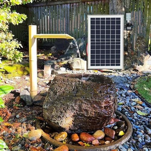 SGKOMN Fontaine Solaire décorative en Bambou, Fontaine d'extérieur à énergie Solaire, Fontaine Feng Shui en Bambou avec Pompe, kit de Fontaine Zen pour Jardin Japonais avec Bec verseur