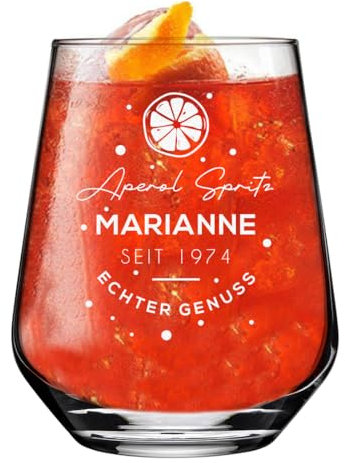 polar-effekt Aperol Spritz Cocktailglas 425 ml mit Gravur - Geschenk-Idee zum Geburtstag - Trinkbecher für Drinks, Cocktails & Aperitif - extra spülmaschinenfest