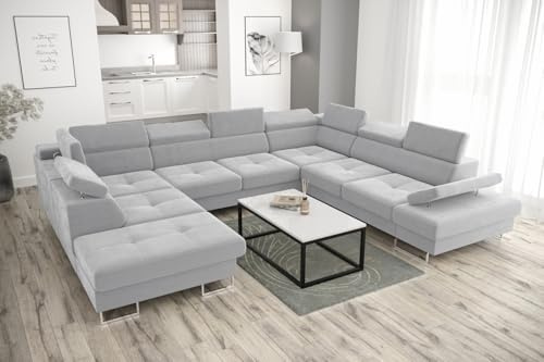 Friderik Galaxy MAX I mit Schlaffunktion, 280x350x225, Stoff Terra, Bettkasten, verstellbaren Kopfstützen & Armlehne (Grau, Rechts)