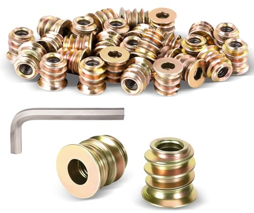 30 pièces écrou à visser M4 × 10, insert fileté bois, douilles à visser galvanisées, avec clé Allen correspondante, partie métallique, couleur zinc, résistant à la corrosion, pour réparer vos propres