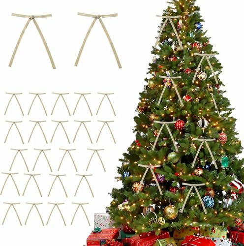 YIANZZ 24 Pcs Velvet Christmas Tree Bows Vintage Christmas Decor Door Garland Decor Vintage Wreath Bow Velvet Bows for Christmas Tree Rustic Bow Christmas Tree Topper Bulk Velvet Christmas Bows