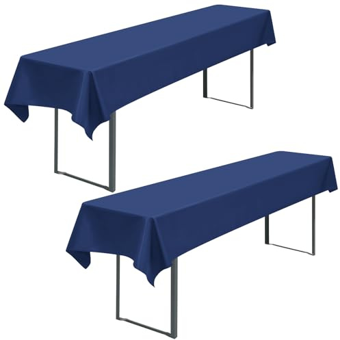 FXKS 2 Bier Tischdecken für Rechteck Tische,Marineblau,100x250 cm | Polyester Tischdecke, Waschbare und Langlebige Tischdecke Tischdeckes für Garten Partys Geburtstagsfeier oder Grill