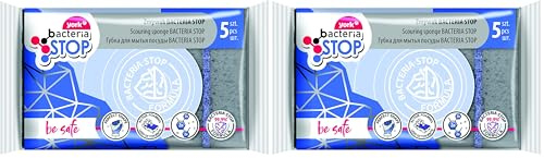 York Spülschwamm 5er Set Topfreiniger Mit Antibakteriellen Eigenschaften Hygienisch mit Zinkmakromoleküle Geschirrschwamm Küchenschwamm Reinigungsschwamm 9 x 6 x 3 cm 5 Stück Bacteria Stop