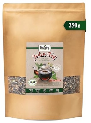 Biojoy Infusión BIO a granel Jeden Tag, 250 g | Mezcla de escaramujo, hojas de mora, frambuesa y otras hierbas