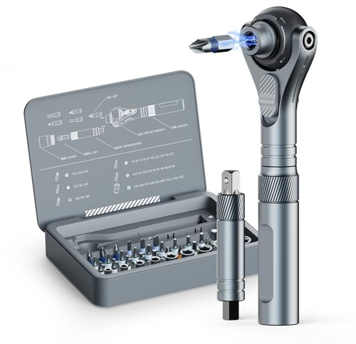 Atuman Juego Destornilladores 40 en 1 RS2, Juego de Destornillador Carraca Magnético con Crv Vaso y S2 Puntas Screwdriver Set para Casa Bricolaje Reparación Diy