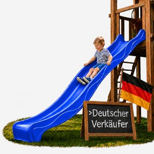Ondis24 Wellenrutsche 3m Kinderrutsche Anbaurutsche Wasserrutsche für Spielturm oder Hang ab 3 Jahren (Meeresblau)