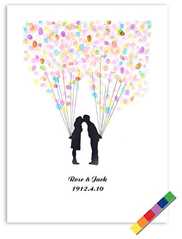 Yosoo 4 Arten Fingerabdruck Baum Hochzeits Gästebuch Hochzeits Gästebuch Plakat mit 6 Farben Tinte (Farbe : TYPE4#)
