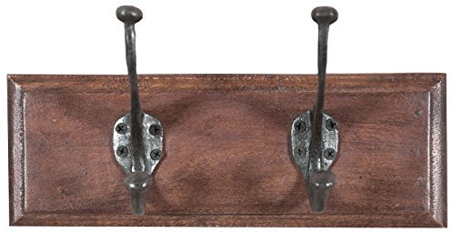 Biscottini Porte-manteau pour vetements en bois massif et fer forgé finition murale noyer L30xPR11xH15 cm
