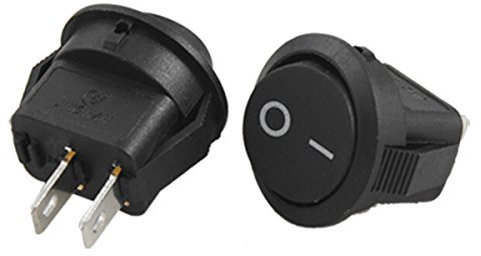 TecnoStore® Mini interrupteur rond 15 mm 2 contacts noir 250 V 3 A ON/OFF SWITCH 2 broches G113