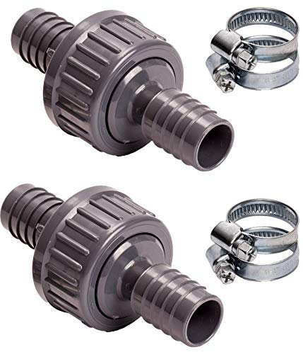 2x valvola di ritegno Pangea Tech da 21 mm, set con 4 fascette stringitubo, per acqua e aria, impedisce il riflusso delle acque reflue dalla lavatrice