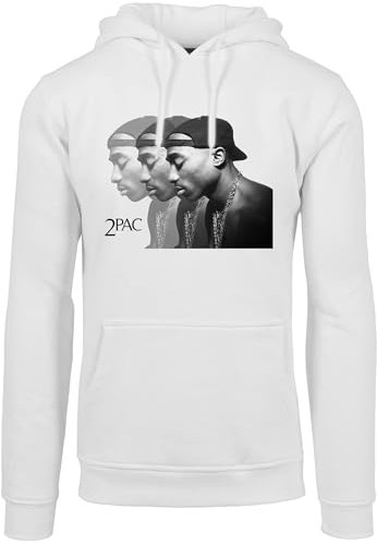 Mister Tee Herren 2Pac Faces Hoody XL White