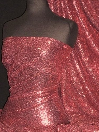 Showtime All Over Stitched Sequins Fabric | 3mm Fully Sequinned Table Runner/Dress Material | 30+ Colours in Stock | Same Day Dispatch | by Tia Knight | (SEQ53) (Sherbet Pink, 1 Metre)