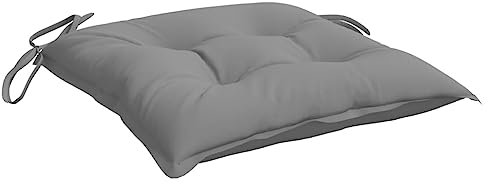 vidaXL Stuhlkissen 4 STK., Sitzkissen mit Bändern, Sitzauflage Outdoor Indoor, Stuhlauflagen Kissen für Gartenstuhl, Grau 50x50cm Oxford-Gewebe