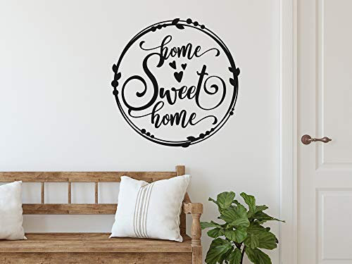GRAZDesign Wandtattoo Wohnzimmer Home Sweet Home mit Kranz, modern, Aufkleber für Flur, Schlafzimmer - 010 weiss