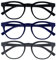 OPULIZE Blu-Lesebrille Blaulichtfilter 3er Pack Cool Rund Rahmen Federscharniere Verbessern Den Schlaf Computer Gaming Entspiegelt Schwarz Blau Grau Herren Damen BBB5-137 +1.00