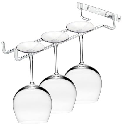 Buachois Wine Glass Rack, Hanging Wine Glass Rack Stemware Racks Single Row Iron Glasses Holder Wall-Mounted Wine Cup Shelves Storage Hanger for Cabinet Kitchen Bar Cabinet