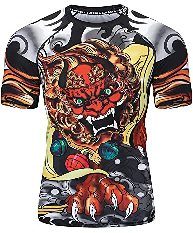 LAFROI Men's Short Sleeve UPF 50+ Baselayer Performance Compression Shirt Rash Guard-CLY08
