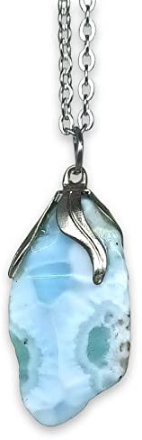 TENET -Anhänger Halskette Mineralien Halbedelsteine Handarbeit (LARIMAR Rohe)