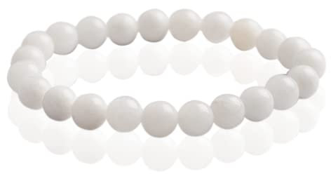 AURSTORE Bracelet Pierre Naturelle 8mm, Bracelet perle, Pierre Précieuse pour homme et femme (Pierre de Lune 04)