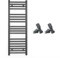 400mm Wide Straight Anthracite Grey Heated Bathroom Towel Rail Radiator With Valves For Central Heating UK (With Angled Valves, 400 x 1000 mm (h))