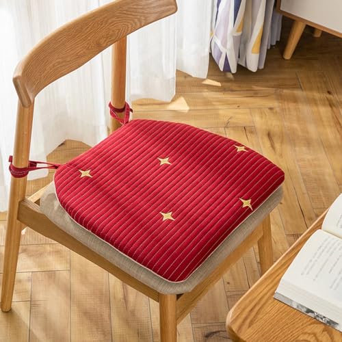 ZIBENE Sitzkissen Stuhl 40x40, Stuhlkissen Halbrund Landhausstil, Bequemes Sitzkissen Stuhl Einzeln, Weich et Hautfreundlich 3cm Hoch Sitzpolster Abnehmbare AusfüHrung mit ReißVerschluss Rot