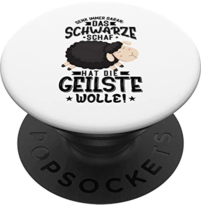 Schwarzes Schaaf Spruch Beste Wolle Geschenkidee Lustiger Sp PopSockets mit austauschbarem PopGrip
